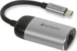 Verbatim 49146 USB-C to Gigabit Ethernet Adapter, USB 3.1 GEN 1, Gigabit Ethernet, Grey/Black
