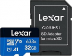 LEXAR MICROSDHC BLUE PLUS UHS-I WITH SD ADAPTER, UP TO 100MB/S READ C10/A1/U1 (V10) 32