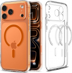 &Uuml;mbris Ultra Hybrid (MagFit), Apple iPhone 17 Pro, l&auml;bipaistev oranži MagSafe ringiga, Spigen
