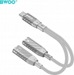 RayCue BWOO BZ68 adapter 2w1 2x USB-C - jack 3.5mm szary