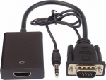 Adapter AV PremiumCord HDMI - D-Sub (VGA) + Jack 3.5mm czarny
