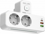 Beline power strip with backlight LED 2xUSB-A/USB-C/2xAC white