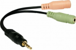 Logilink | Audio jack adapter, 4-pin, 3.5 mm stereo male to 2x 3.5mm female | 0.15 m
