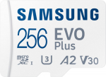 Samsung EVO PLUS microSDXC 256GB UHS-I U3 [Record 100MB/s Reading 180MB/s] v2023 - microSDXC | 256GB | UHS-I | U3 | Reading do 180 MB/s | Record do 100 MB/s | Adapter SD