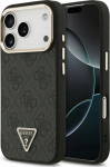 Guess PU Leather 4G Strass Triangle Logo Gold Frame MagSafe Case for iPhone 17 Pro / Black