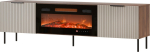 Cama MEBLE ALMERA TV cabinet 180.5x42x52.5 walnut/cashmere + black fireplace