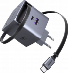 Ugreen Nexode Pro series X615 - Netzteil - GaN - 65 Watt - 3.25 A - QC 2.0, QC 3.0, QC 4.0, QC 4.0+, Power Delivery 3.0 + PPS, Apple Fast Charge, Fast Charge, FC - 3 Ausgabeanschlussstellen (2 x USB-C, USB)