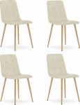Leobert Krzesło KARA - light beige velvet / wood color legs x 4