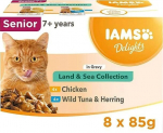 Eukanuba IAMS DELIGHTS Senior Land & Sea Collection in Gravy box &ndash; wet cat food &ndash; 8x85g