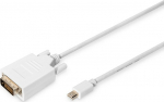 Digitus Kabel adapter Displayport 1080p 60Hz FHD Typ miniDP/DVI-D (24+1) M/M white 2m
