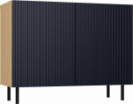 Topeshop Chest of drawers with grooved fronts, 100x40x78 cm, dąb artisan, navy blue