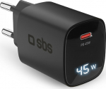 Charger SBS GaN 45W, USB-C, LCD, Black