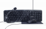 Gembird | 4-in-1 Multimedia office set | KBS-UO4-01 | Keyboard, Mouse, Pad and Headset Set | Wired | Mouse included | US | Black