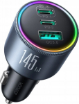 Car Charger Joyroom JR-CCN07 145W 2xUSB-C USB-A + kabel USB-C 100W - ciemnoszara