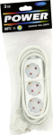 Extension cord 3-part white 3m