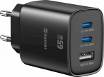 Swissten Edge Travel Charger Edge GaN 2x USB-C PD 65W + 1x USB-A 18W QC Black