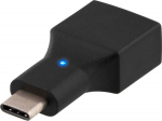 DELTACO USB Adapter | Led Indicator | USB-C - USB-A | 2.0 | Svart