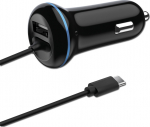 2GO KFZ-Ladeger&auml;t 12W 1x USB-A 1xUSB-C 3.1 140cm schwarz