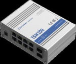 Teltonika Industrial Ethernet switch with 8 PoE+ 10/100/1000BaseT(X) ports and 2 SFP ports, -40 to 75&deg;C
