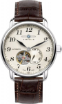 Zeppelin LZ 127 Graf Zeppelin Open Heart Men&rsquo;s Watch 40mm Silver Dial Dark Brown Leather Strap
