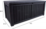 Storage box PRAIA 143x67.5x60.5cm/450L, black plastic