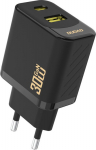 Dudao A27TEU Adapter 30Watt 1xUSB-C 1xUSB-A Sort