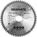 Wood cutting disc GRAPHITE, 185 x 2.0 x 30 mm, 60 teeth, TCT