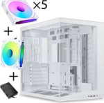 Lian Li O11 Dynamic Mini V2 - White - 5x UNI FAN SL-INF 120 ARGB Reverse Blade PWM Fans - 120mm + 1x Standard PWM Fan - 120mm