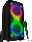 2.0 portable speaker SVEN PS-960, black, power output 2x80W (RMS), TWS, Bluetooth, FM, USB, LED-display, lithium battery