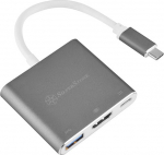 SilverStone SST-EP08C - USB 3.1 Typ-C Adapter auf HDMI/USB Type C/USB Type A - silber