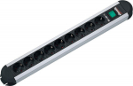 Bachmann Socket outlet PRIMO-CLASSIC- ALU 9 way with switch 2m H05VV-F 3G 1.5mm&sup2; black Neutral polybag with Header