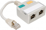 Teleg&auml;rtner Karl G&auml;rtner Teleg&auml;rtner T-Adaptor S Cat.5e - 10/100BT/ISDN light grey RAL 7035 - 0.15 m - RJ-45 - 2 x RJ-45 - Grau