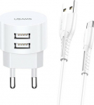 USAMS Charger T20 2xUSB 2.1A Kabel USB-C