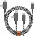 Kabel USB Native Union USB-C - USB-C + Lightning 2.4 m Black and white (BELT-PROCCL-ZEB-NP)