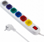 Maclean surge protector power strip 5 sockets 1.5 m White (MCE509)