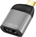 LogiLink USB 3.2 USB-C (M) - Displayport (F) 8K - adapter USB 3.2 typ-C (M) - Displayport (F) 8K, aluminium LogiLink