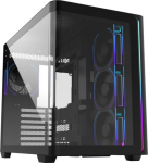 FSP M580-BP Plus Geh&auml;use Midi Tower mITX, mATX Black ARGB, Midi Tower, PC, Schwarz, ATX, micro ATX, Mini-ITX, Glas, SPCC, 16 cm