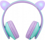 PowerLocus P2 Kids Headphones purple/turquoise with Ears