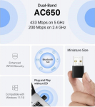 MERCUSYS MA20NB WiFi5 USB nano adapter (AC650.2.4GHz/5GHz,Bluetooth5.0, USB2.0)