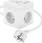 KERG SMART &ndash; 3-SOCKET POWER STRIP + USB-A+USB-C CHARGER 1.5M 3&times;1.5MM2 H05VV-F 16A/250V