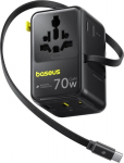 Baseus EnerCore CG11 Charger Retractable 2AC+2U + 70W, Black
