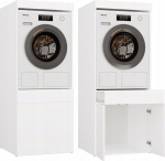 Topeshop POLA Bathroom Cabinet for Washing Machine or Dryer TWIN 1S WHITE Drawer Shelf
