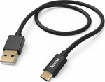 Cable Hama "Fabric" USB-A/USB-C 1.5m Nylon, Black
