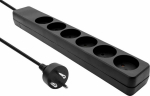 MicroConnect Danish Power Strip 6-way, Black 7m cable