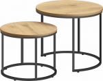Leobert Round coffee table 2szt - oak / black legs