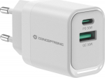 CONCEPTRONIC Ladeger&auml;t 2Port GaN USB-C/-A 33WPD3.0/PPS ws