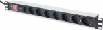 Digitus Listwa zasilająca PDU 19 cali RACK 7xSchuko, 2m 1xSchuko, 16A, On./Off., tooth.overvoltage, Aluminum