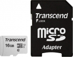 SD microSD Card 16GB Transcend SDHC USD300S-A w/Adapter