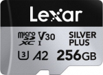 Lexar 256GB microSDXC Professional SILVER Plus UHS-I A2 V30 U3 4K - microSDXC | 256GB | UHS-I | U3 | A2 | V30 | 4K | Reading do 205 MB/s | Record do 150MB/s | Adapter SD