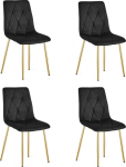 Leobert Krzesło LIBRA - black velvet / gold-colored legs x 4